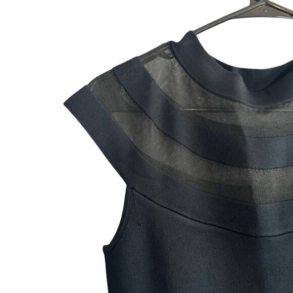 Eliza J Black Mesh Upper Short Sleeve Fit & Flare Classic Dress Women Sz M - Picture 4 of 8